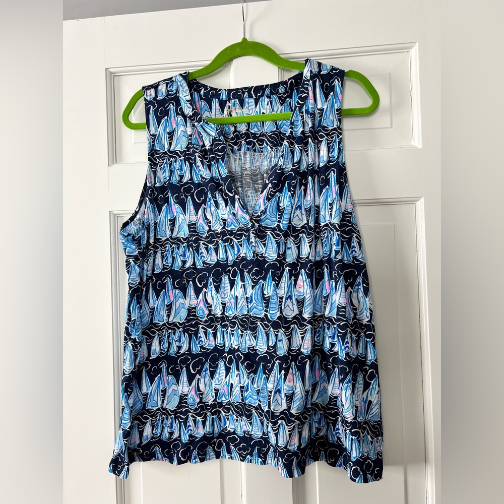 Lilly Pulitzer Blue Sailboat Print Tank Top